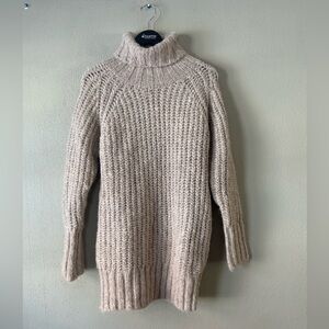 NWT BluIvy Long Sleeve Chunky Cable Knit Turtleneck Sweater Dress Cream Size S/M